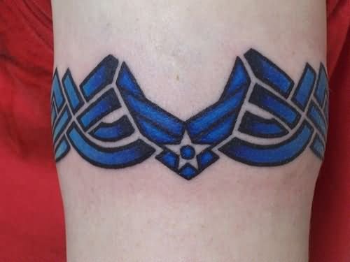 Latest Blue Arm Band Tattoo