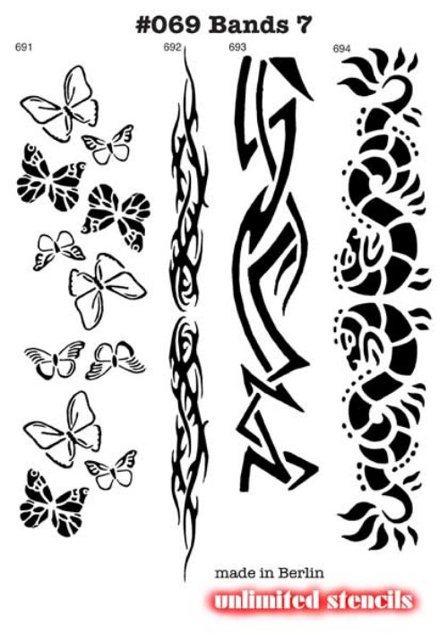 Butterflies And Tribal Armband Tattoos Designs