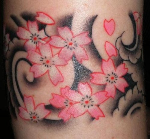Attractive Color Flowers Armband Tattoo