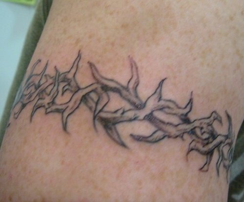 Awesome Grey Ink Tribal Armband Tattoo On Bicep