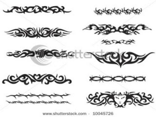 Black And Grey Ink Tribal Armband Tattoos Designs