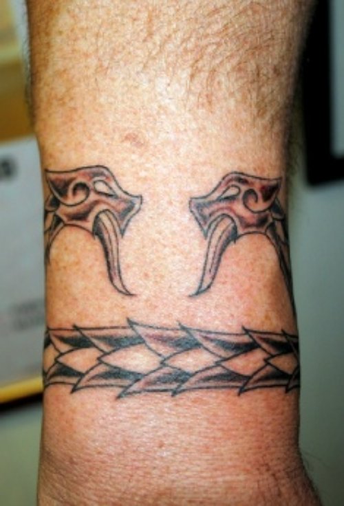 Awesome Grey Ink Tribal Armband Tattoo