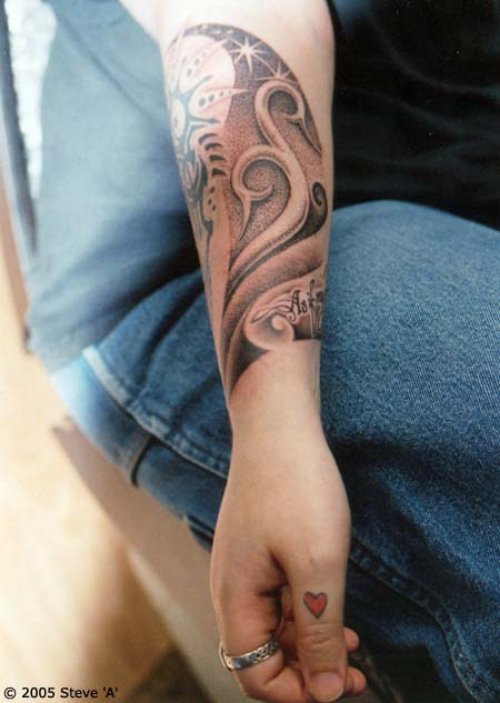 Grey Ink Armband Tattoo On Right Sleeve