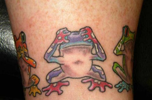 Colored Frogs Armband Tattoo