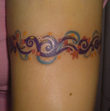 Colored Armband Tattoos For Female