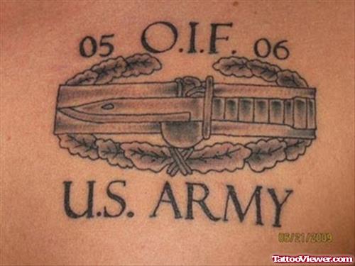 Grey Ink Memorial U.S Army Tattoo