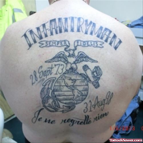 Infantry Army Tattoo On Back