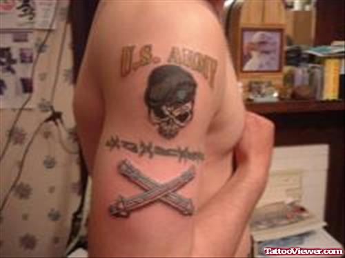 Amazing US Army Tattoo On Right Half Sleeve