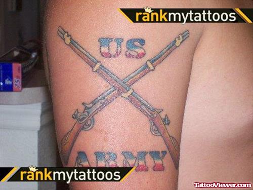 US Army Tattoo On Right Half Sleeve