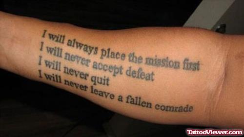 Army Duties Tattoo On Arm