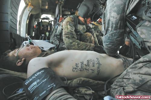 Army Tattoo On Man Side Rib