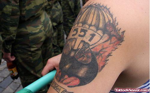Crazy Colored Army Tattoo On Left Half Sleeve