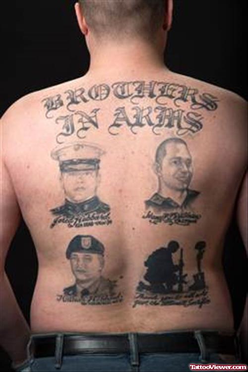Army Tattoo On Man Back