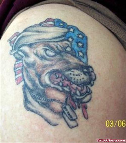 Army Dog Head Tattoo