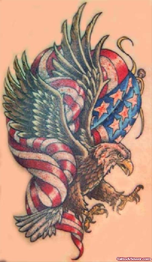 American Flag And Eagle Army Tattoo