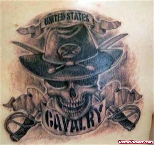 Nice Grey Ink Army Tattoo On Man Chest