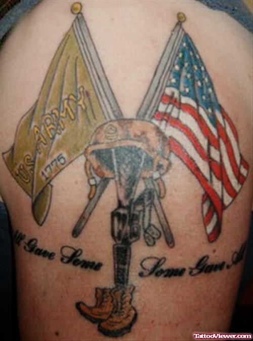 Army Flags and Equipments Tattoo