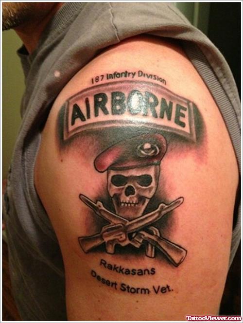 Airborne Army Tattoo On Left Shoulder