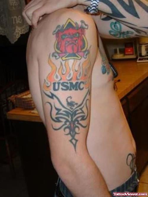 Usmc Fire Tattoo On Shoulder