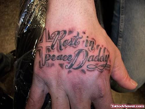 Rest In Peace Tattoo On Hand