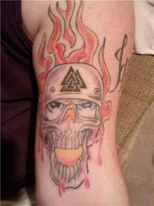 Flaming Skull Army Tattoo