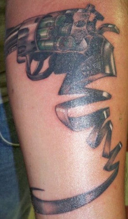 Awesome Grey Army Tattoo On Sleeve