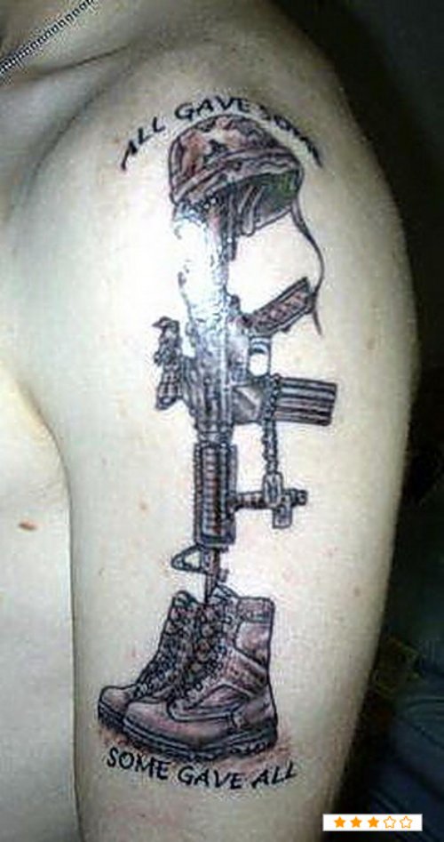 Fallem Army Tattoo On Left Half Sleeve