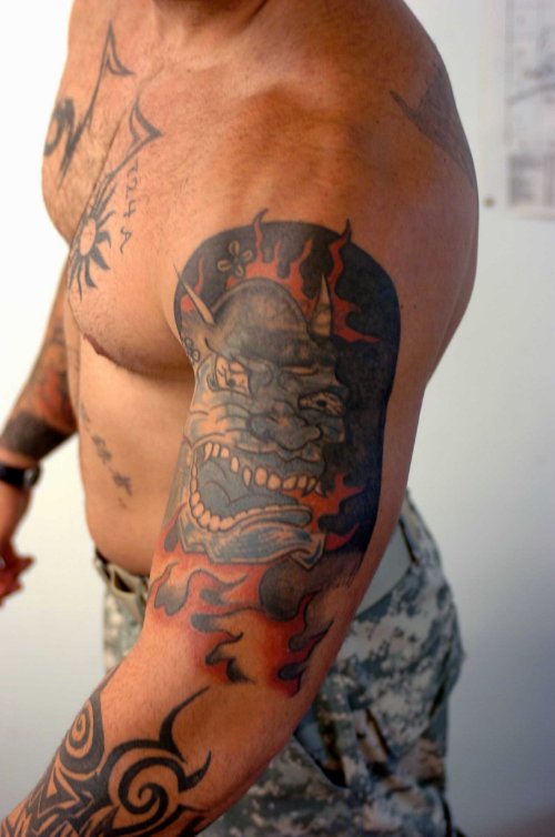 Wonderful Army Tattoo On Man Left Sleeve