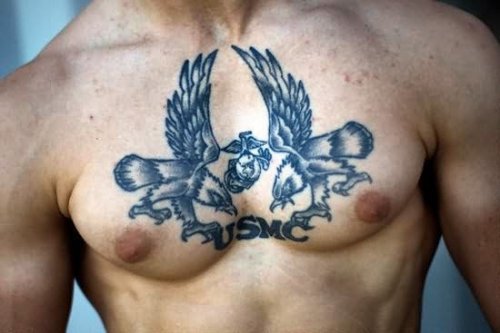 USMC Tattoo On Chest