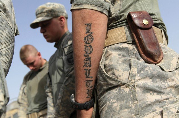 Ambigram Army Tattoo On Left Arm
