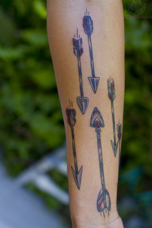 Shooting Arrows Tattoos On Arm