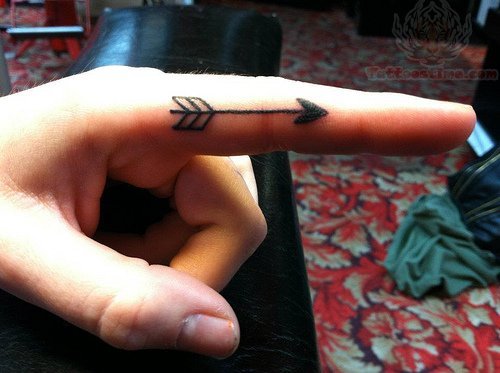 Small Aroow Tattoo On Finger