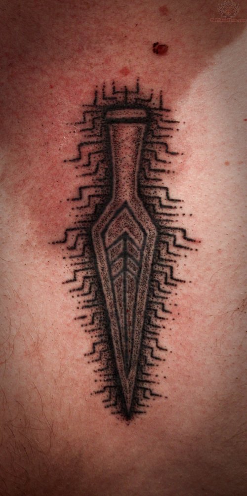 Grey Ink Arrow Tattoo