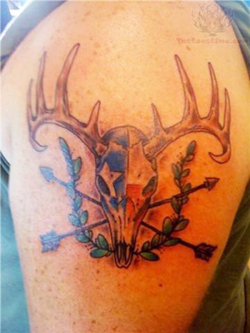 Animal Skull Pierced  With Arrow Tattoo Art