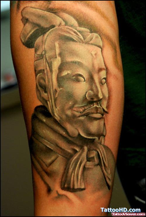 Asian Crane Tattoo On Right Sleeve
