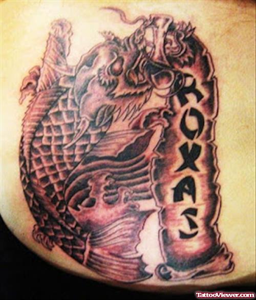 Grey Ink Asian Koi Tattoo