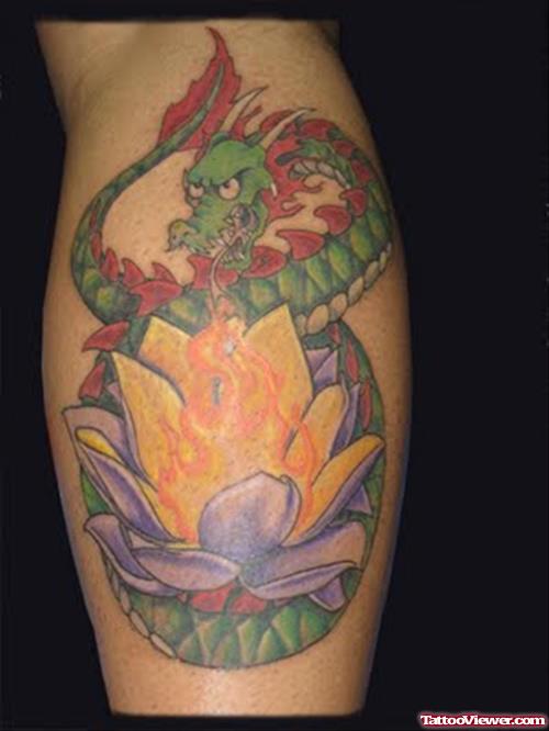 Asian Tattoo On Back Leg