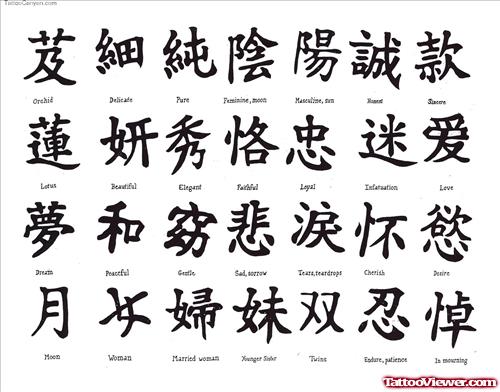 Asian Kanji Chinese Symbols Tattoos Design