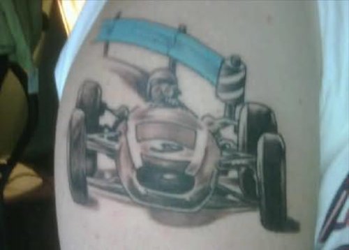 Automobile Tattoo On Right Shoulder