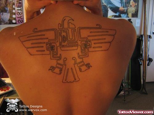 Aztec Tribal Tattoo On Upperback