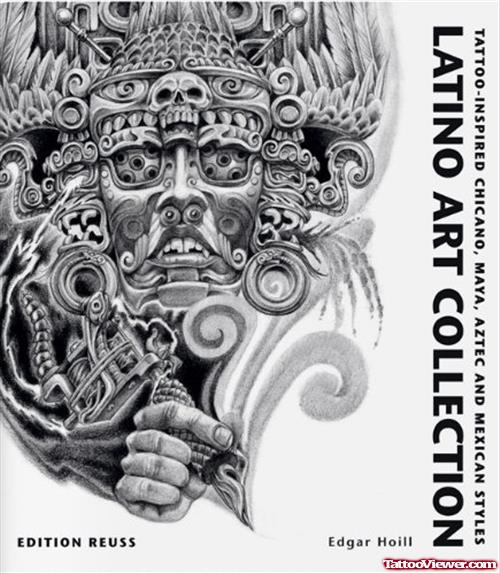 Grey Ink Aztec Tattoo Design