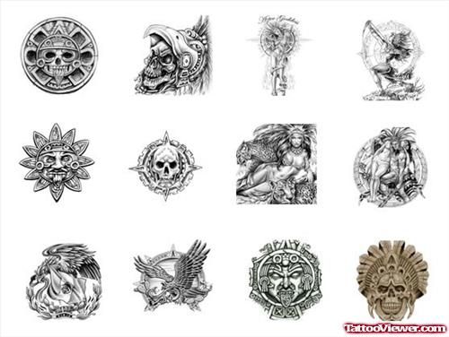 Various Aztec Tattoo Design