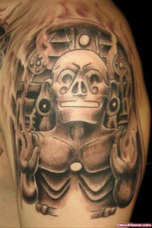 Superior Aztec Left SHoulder Tattoo