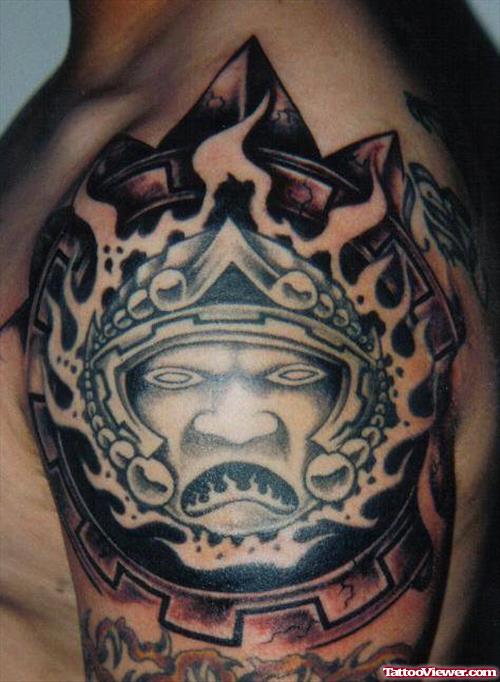 Superb Aztec Left SHoulder Tattoo