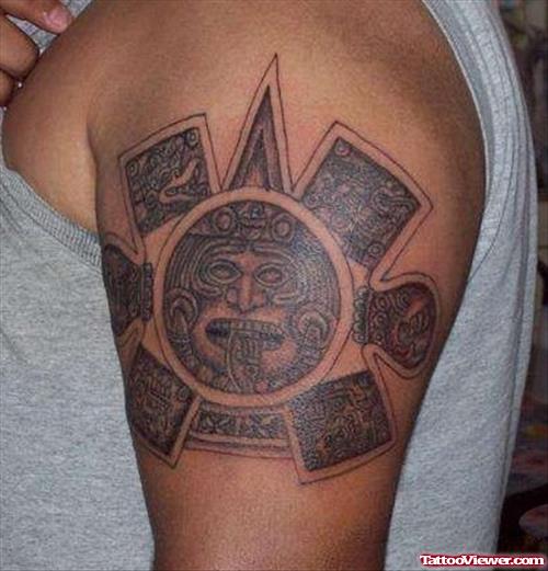 Quality Aztec Tattoo On Left Half Sleeve