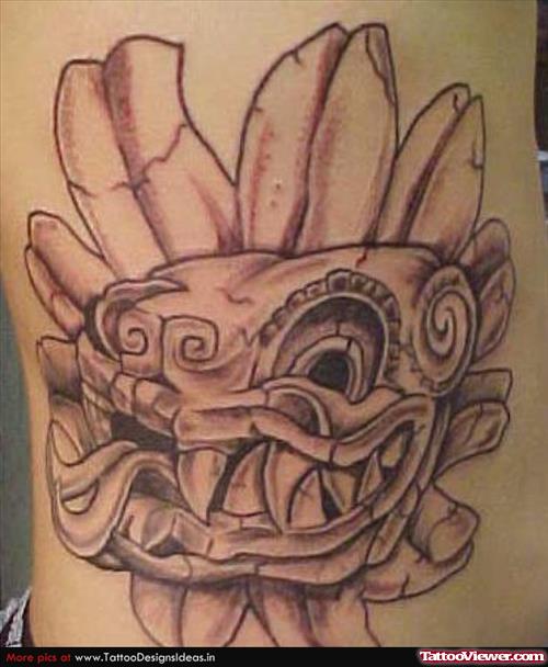 Great Aztec Sun Grey Ink Tattoo