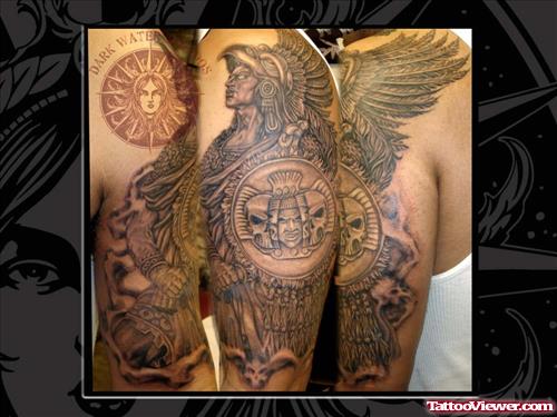 Aztec Tattoo On Half Sleeve