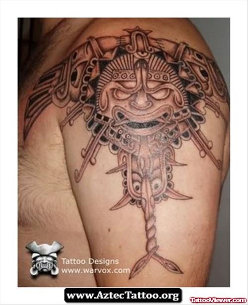 Simple Aztec Left Shoulder Tattoo