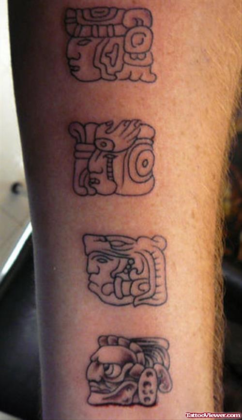 Stunning Grey Ink Aztec Tattoo