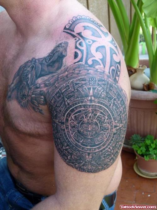 Stunning Aztec Left SHoulder Tattoo